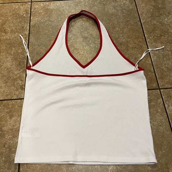 AMERICAN EAGLE white ribbed halter top - Picture 3 of 4